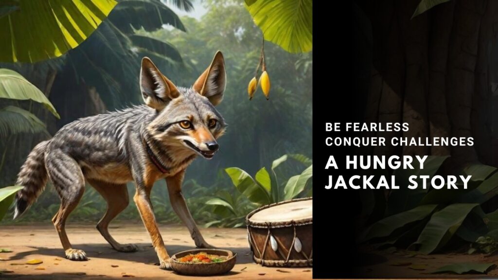 a hungry jackal story, panchatantra stories in english, the jackal and the drum, jackal and drum story